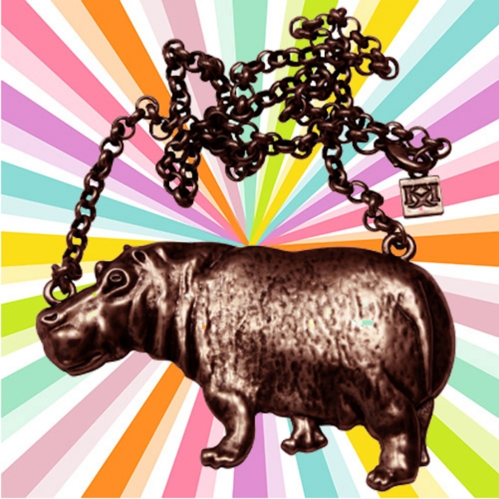 Hot Hippo Necklace Hippopotamus Jungle Jewelry Copper finish